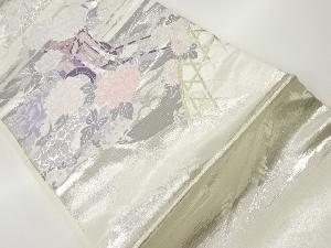 御所車に花々模様織出し名古屋帯